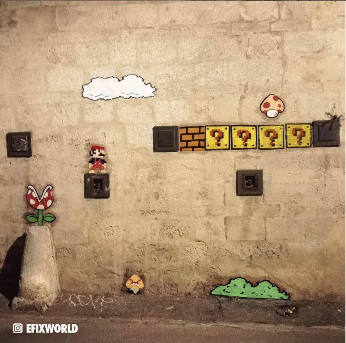 Street-art efix Montpellier mario