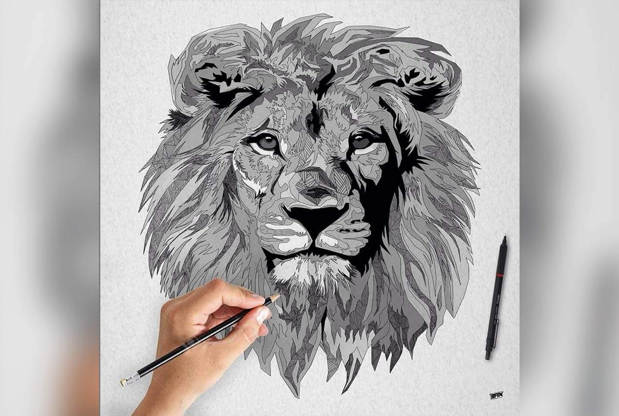 tableau efix lion graphisme
