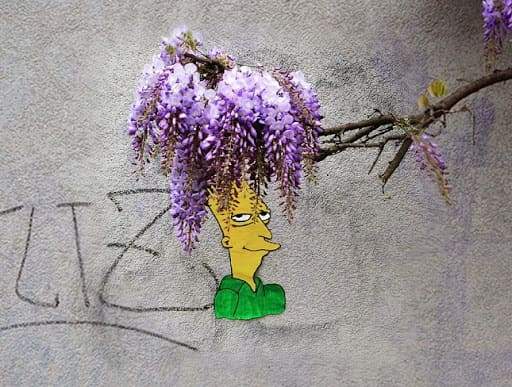 Simpson street art avec une fleur