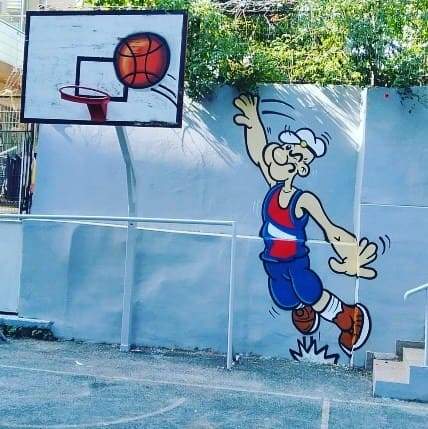 street art basket popeye